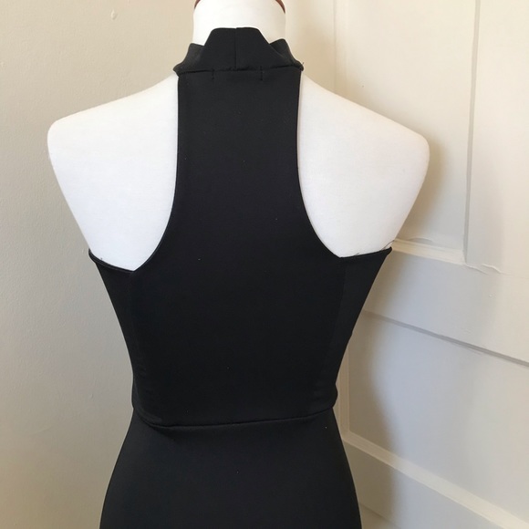 3/$30 Boohoo Black Form Fitting Choker Midi Dress Sz 4 - Picture 4 of 6